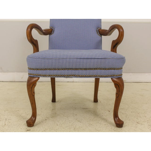 Fairfield Blue Print Upholstered Open Armchair For Sale - Image 10 of 13