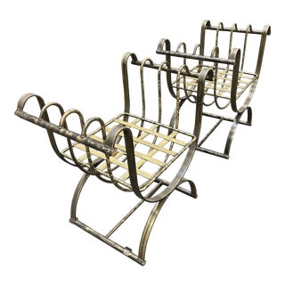 Mid 20th Century Regency Iron Benches- a Pair For Sale