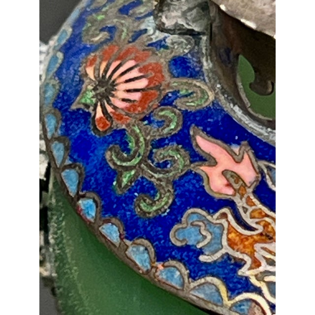 19th Century Chinese Silver, Jade & Cloisonne Censer For Sale In Dallas - Image 6 of 11