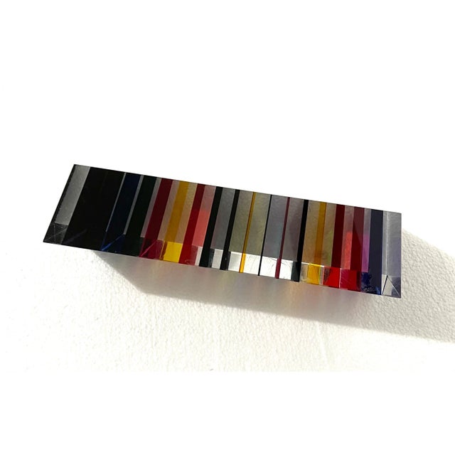 Vasa Velizar Mihich, Hand Signed Dated 2001 Colorful Acrylic Vasa Laminated Lucite Triangle Sculpture, 2001 For Sale - Image 4 of 18