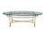 Vintage Italian LaBarge Hollywood Regency Brass Plated Coffee Table with a thick rounded edge elliptical glass top TOTAL...