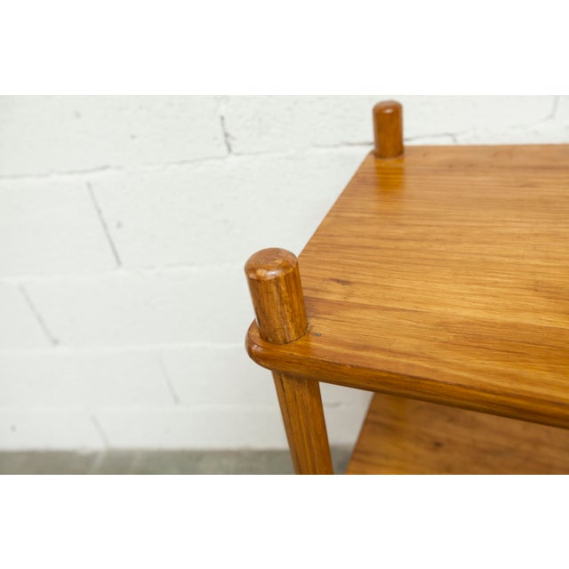 Wood Scandinavian Rectangular Shelf in Pine with Round Pencil Legs, 1960s For Sale - Image 7 of 18