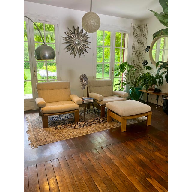 Armchairs and Ottoman attributed to Rolf Benz, Germany, 1980s, Set of 3 For Sale - Image 6 of 13