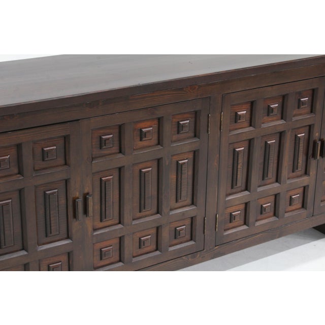 Wood Vintage Spanish Brutalist Sideboard, 1970s For Sale - Image 7 of 9