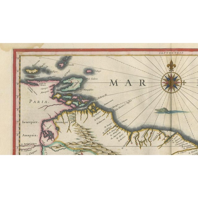 Antique Surinam and Guiana Map Blaeu, 1642 For Sale - Image 10 of 12