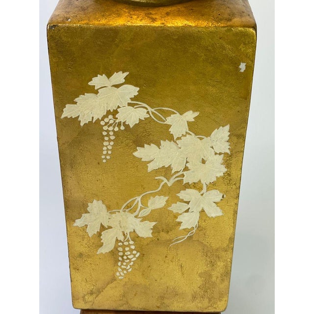 Gold Vintage Gold-Leaf Chinoiserie Ceramic Grapevine Table Lamp For Sale - Image 8 of 18