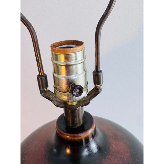 Vintage 1970s Lotte & Gunnar Bostlund Large Brown Ceramic Table Lamp For Sale In Boston - Image 6 of 8