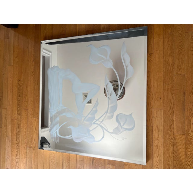 1970 Art Deco Brass Frame Woman Figure Mirror