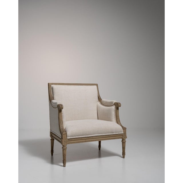 19th Century Louis XVI Cream Wood Bergere Chairs For Sale - Image 12 of 13