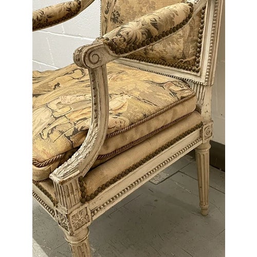 Wood Late 18th Century Louis XVI Signed Nicolas-Denis Delaisement Painted Fauteuil For Sale - Image 7 of 12