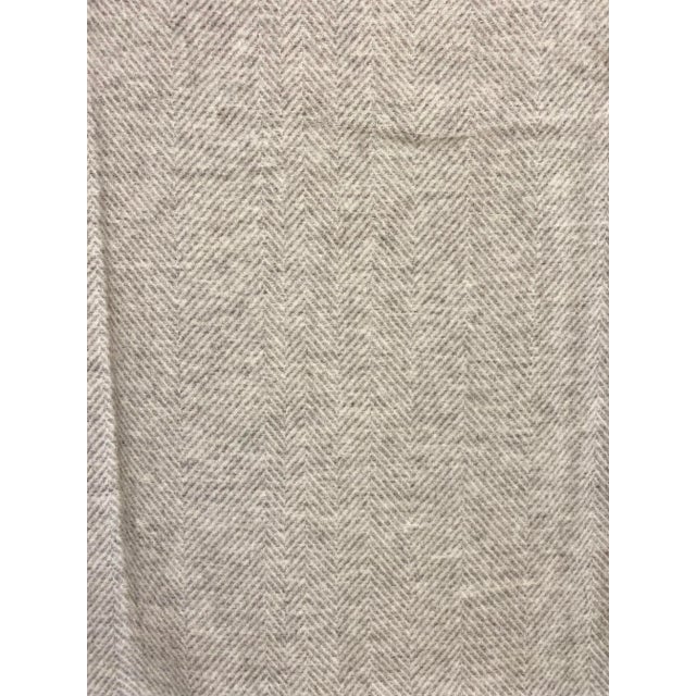 Heather Grey Merino Lambswool Throw in a Chevron / Herringbone Pattern - Made in England For Sale - Image 11 of 12