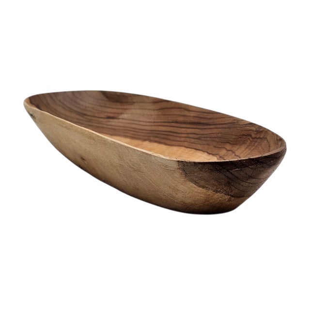 Vintage Olive Wood Hand-Carved Bread Bowls, Pair For Sale - Image 10 of 17