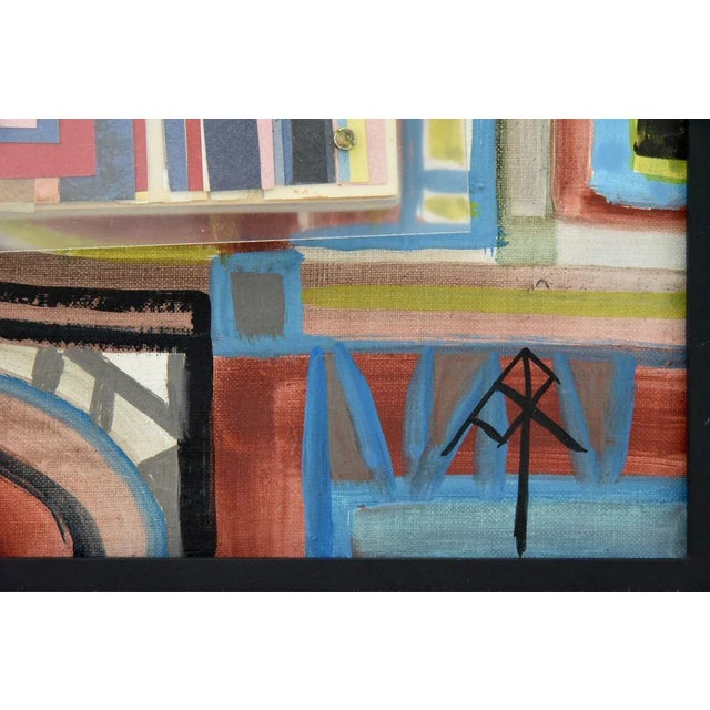 Mid-Century Abstract Painting with Acrylic Glass by André Pailler, France, 1970 For Sale - Image 4 of 7