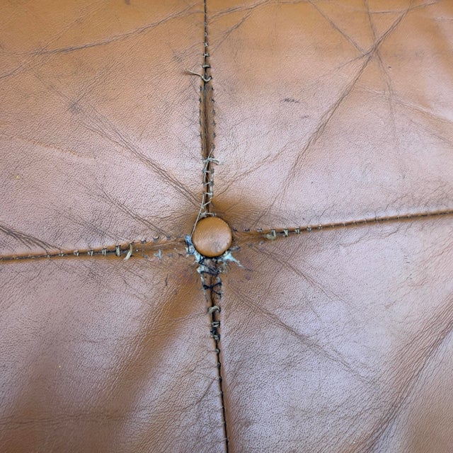 Metal Tan Leather Mid Century Barcelona Style Lounge Chair For Sale - Image 7 of 12
