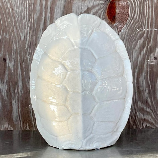 Boho Chic Vintage Boho Blazed Ceramic Turtle Shell Vase For Sale - Image 3 of 4