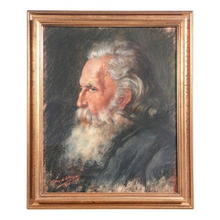 Portrait of a Man, Pastel on Paper, 1912, Framed For Sale