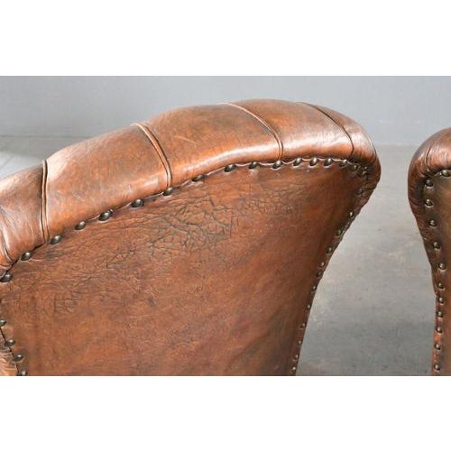 Art Deco French Leather Armchairs 1920s, Set of 2 For Sale - Image 13 of 17