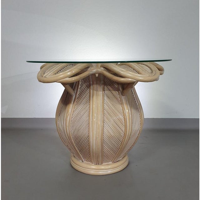 Pencil Reed, Rattan and Bamboo Bell Flower Side Table For Sale - Image 18 of 18