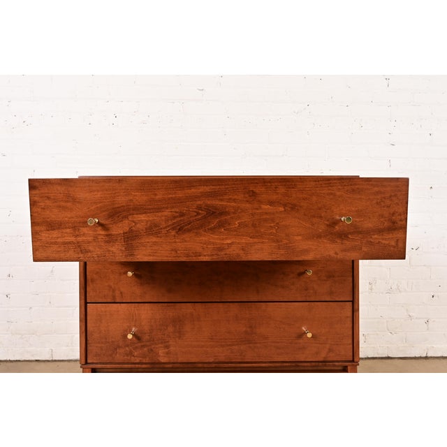 Brown Paul McCobb Planner Group Solid Birch Dresser or Chest of Drawers, Newly Refinished For Sale - Image 8 of 15
