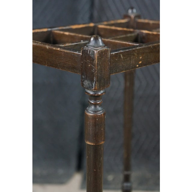 Antique Victorian Revival Mahogany 6 Slot Umbrellas Cane Walking Stick Stand For Sale - Image 17 of 17
