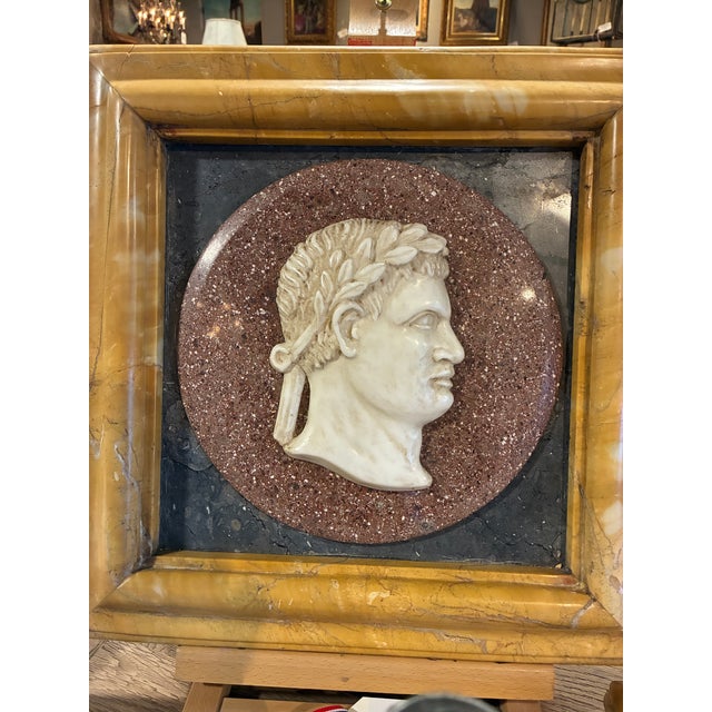 French Pair of Italian Empire Marble Relief Sculptures of Adrian & Augustus For Sale - Image 3 of 6