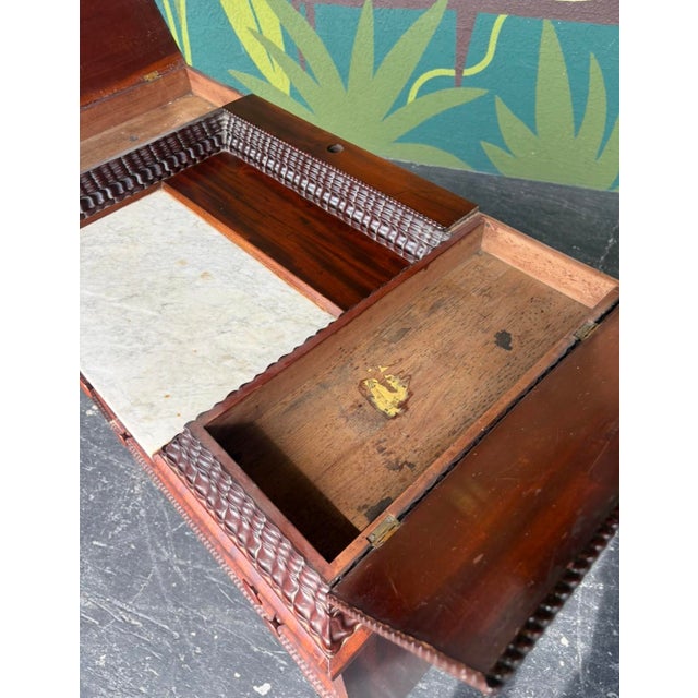 Antique 19th Century Flame Mahogany Marble-Topped Chest For Sale - Image 14 of 16