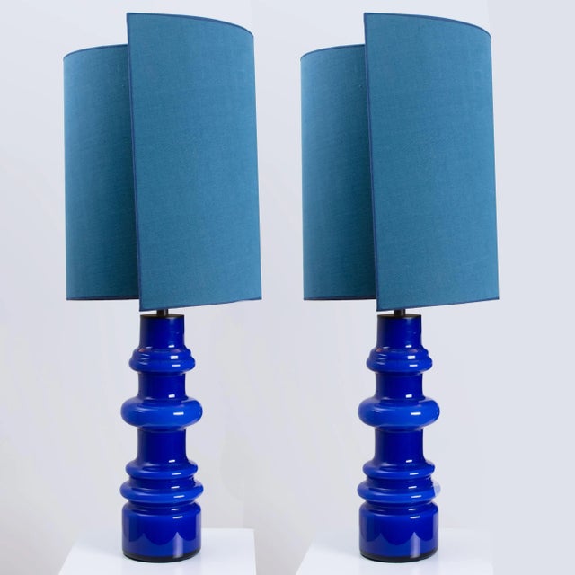 Table Lamps from Holmegaard with New Silk Custom Made Lampshades René Houben, Set of 2 For Sale - Image 9 of 13