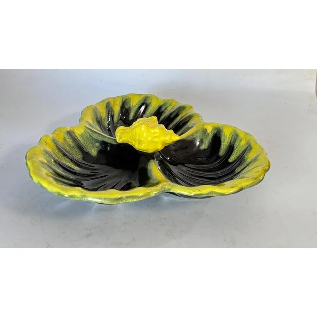 Yellow and Black Ceramic Catchall with 3 Compartments from Vallauris, 1970s For Sale - Image 13 of 17