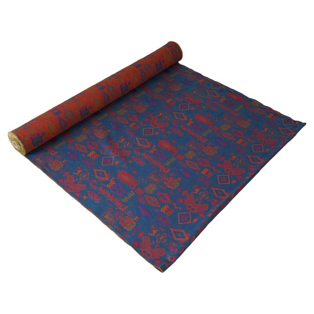 Late 20th Century Blue & Red Fabric by Vico Magistretti, 1980s For Sale