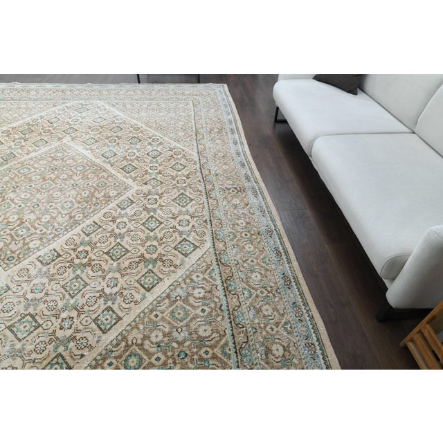 1970s Vintage Persian Handmade Wool Beige Cotton Area Rug For Sale - Image 10 of 11