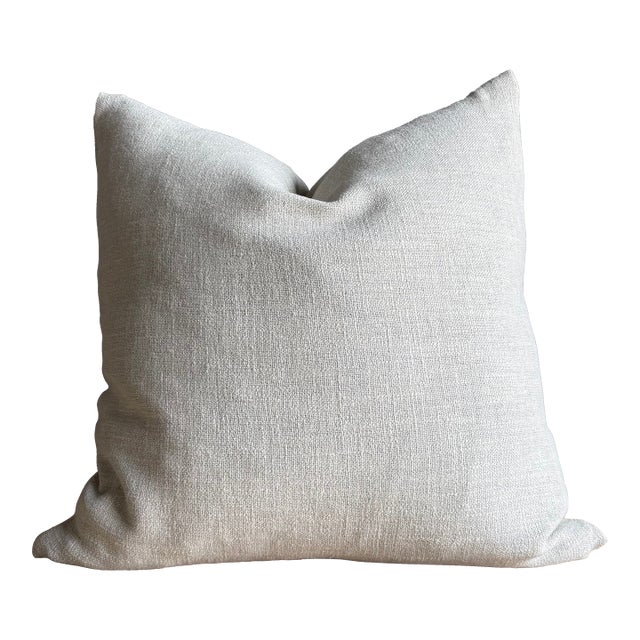 Otis Belgian Snow Linen Pillow 22 X 22 With Down Insert For Sale