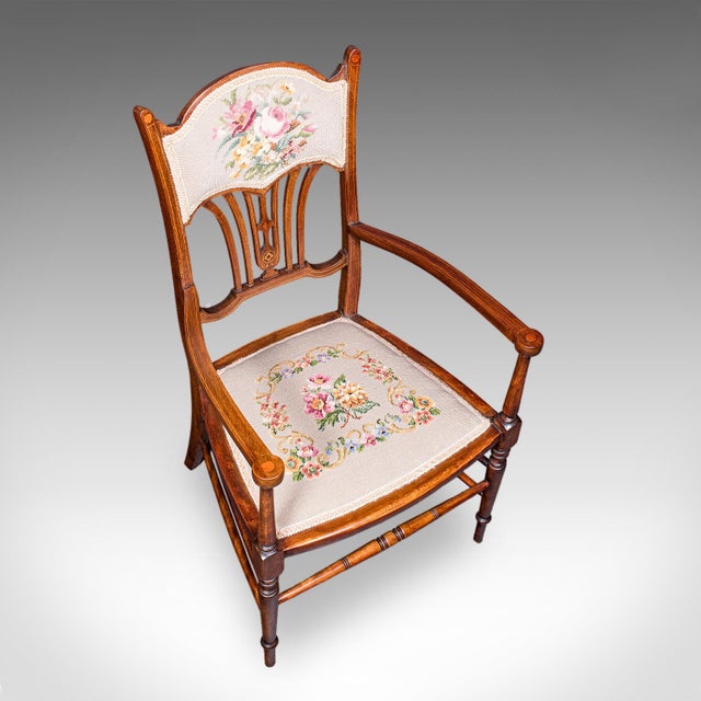 Antique Elbow Chair, English, Beech, Morning Room Seat, Art Nouveau, Victorian For Sale - Image 6 of 12