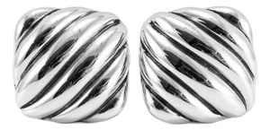 Men’s David Yurman 925 Sterling Silver Sculpted Cable Cushion Cufflinks, A Pair