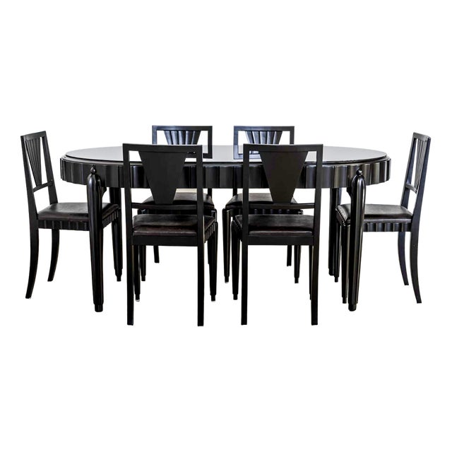 Art Deco Dining Room Set, Italy, 1930s, Set of 8 For Sale