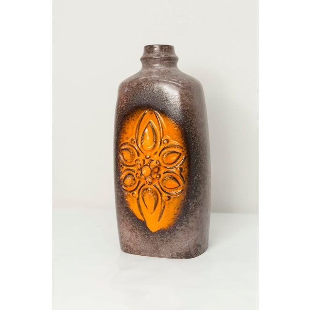 Large hand-decorated ceramic vase, type 1973, in the New Look style, produced by Strehl Keramik in Germany in the 1960s. A...