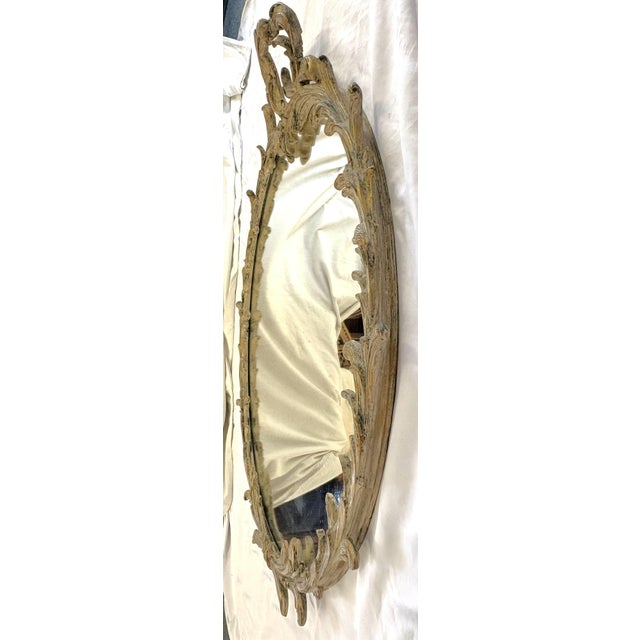 Wood 1900's Hollywood Regency Style Wood With Plaster Wall Mirror With Curved Foliate Design For Sale - Image 7 of 18