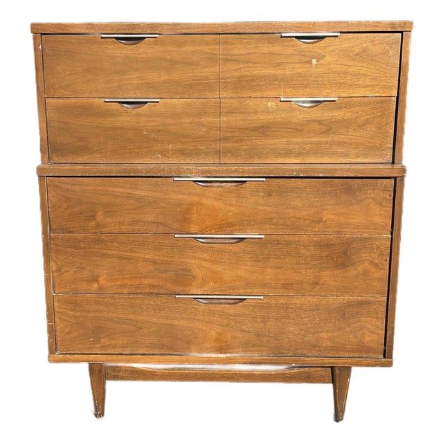 1960s Kent Coffey Tableau Mid-Century Modern Walnut Highboy Dresser For Sale