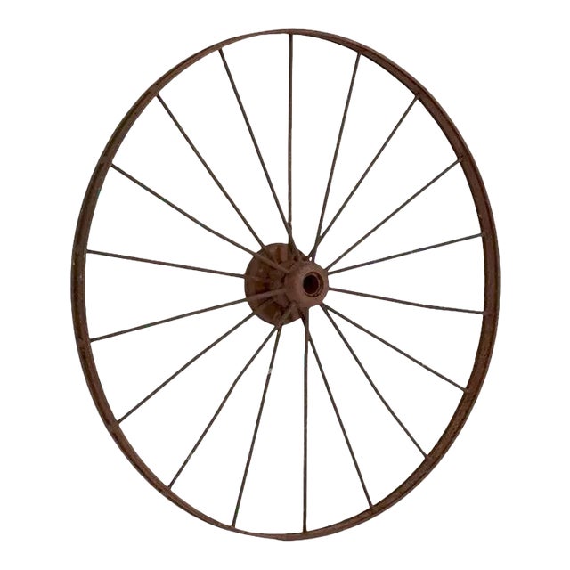 Large English Spoked Cart or Wagon Wheel of Iron From the 19th Century (Dia 54) For Sale