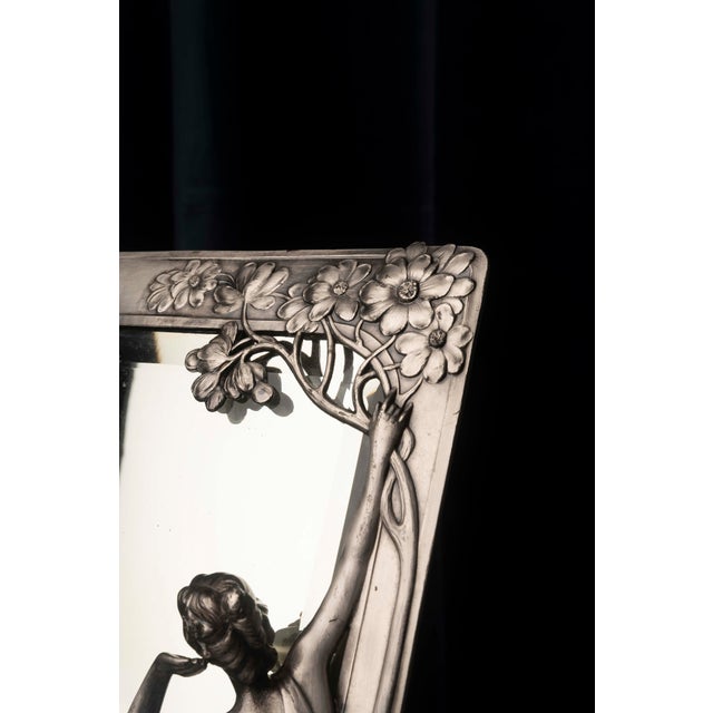 Brown Art Nouveau Mirror with Female Figure and Floral Decoration from WMF For Sale - Image 8 of 15