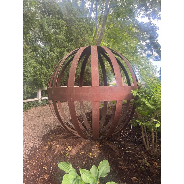 Brown Enormous Garden Sculpture of Orb For Sale - Image 8 of 8