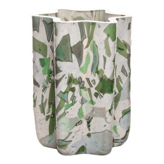 Stories of Italy Nougat Green Bucket Vase For Sale