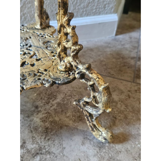 Antique French Rococo Revival Gilt Metal Étagère / Three-Tier Display Stand For Sale - Image 4 of 6