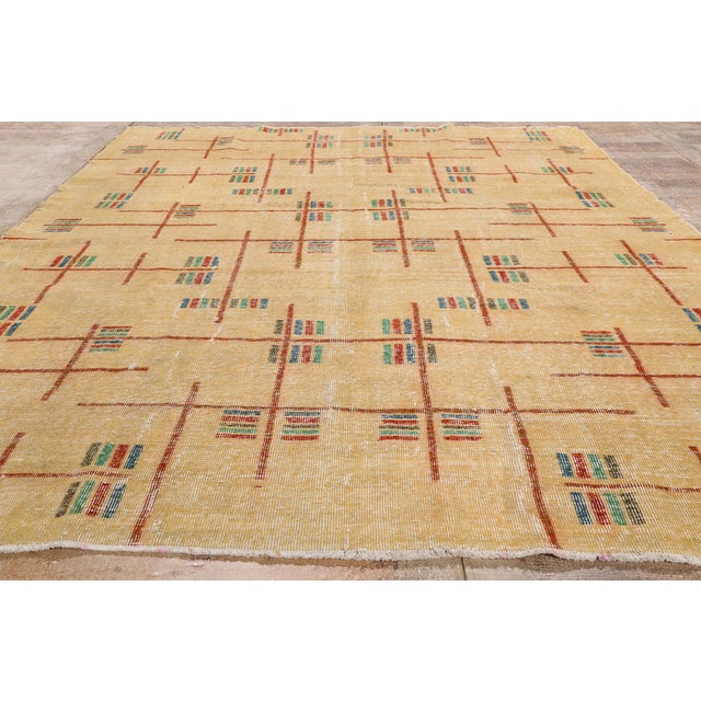 Goldenrod Zeki Muren Vintage Turkish Sivas Rug, 07'00 X 09'09 For Sale - Image 8 of 10