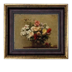 "Summer Flowers" Contemporary Floral Still Life Reproduction Print on Canvas, Framed