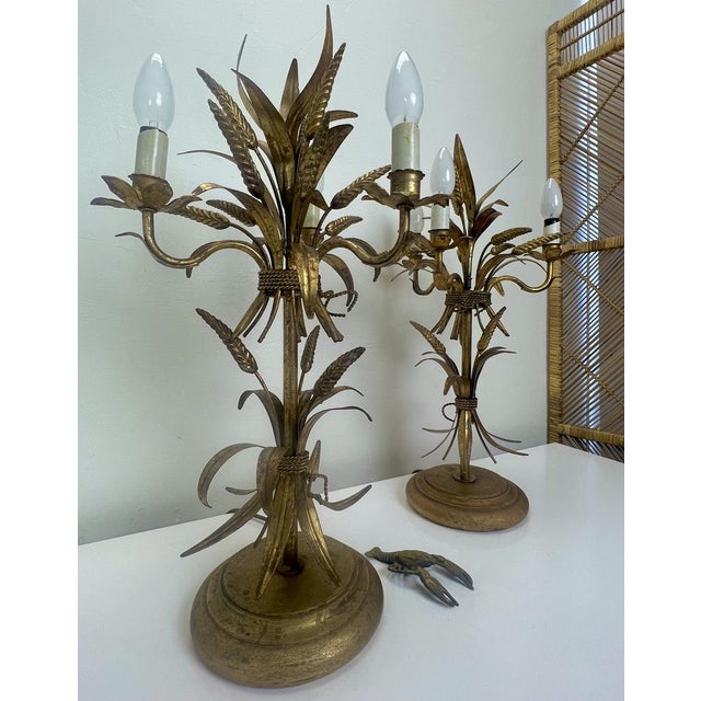 Gilt Sheaf of Wheat Table Lamps attributed to Hans Kögl, 1960s, Set of 2 For Sale - Image 14 of 16