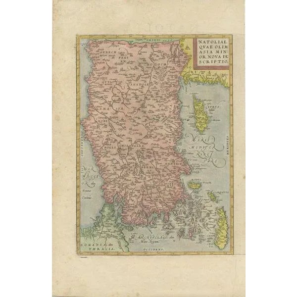 Asia Minor – Antique Map of Natolia by Ortelius, Theatrum Orbis Terrarum c.1600 This beautifully hand-colored antique map...