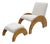 Set of Lounge Chair and Ottoman in Curved Wood and Ivory Bouclé, 1960 For Sale