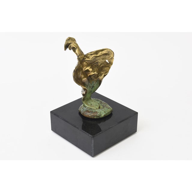 Metal Vintage Cast Bronze Winged Brutalist Torso Sculpture on Black Granite Base For Sale - Image 7 of 12