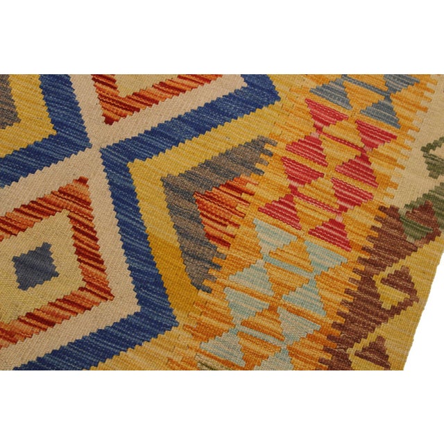 Caucasian Kilim Beige Blue Wool Rug - 3'5" X 6'4" For Sale In New York - Image 6 of 7