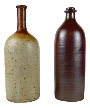 Speckled Stoneware and Burgundy Bottles, France, 1920s, Set of 2